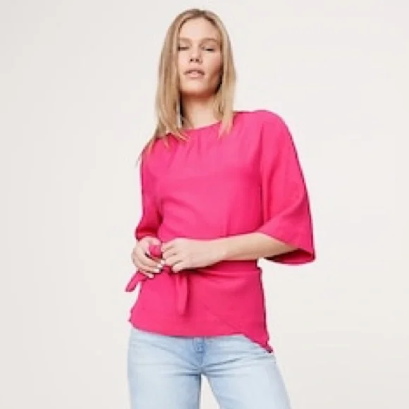 BANANA REPUBLIC VISCOSE-LINEN DUPIONI TIE-WAIST TOP - Picture 5 of 11